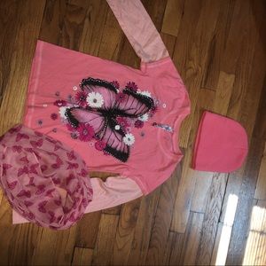 Girls Long Sleeve,Hat And scarf set